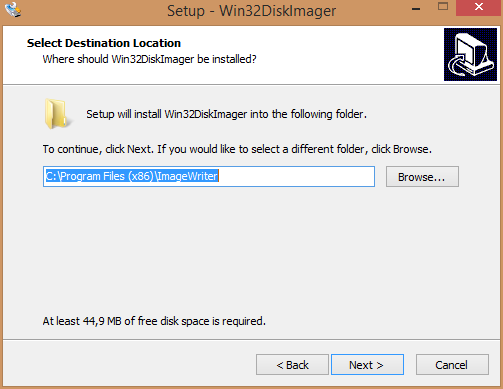 Win32 Disk Imager Installation utility